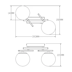 Lampa sufitowa LED 2 klosze kule NEBULA