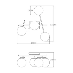 Lampa sufitowa LED 4 klosze kule NEBULA z pilotem