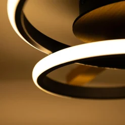 Lampa sufitowa LED 2 pierścienie jasne drewno czarna ALMERIA