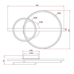 Lampa sufitowa LED 2 pierścienie jasne drewno czarna ALMERIA