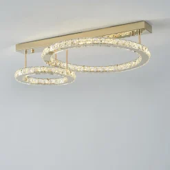 Lampa sufitowa LED 2 pierścienie złota GIRONA