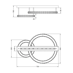 Lampa sufitowa LED 2 pierścienie złota GIRONA