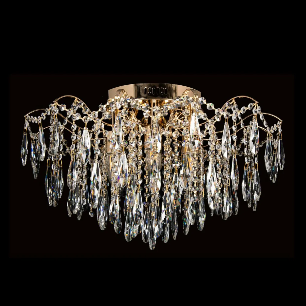 Lampa sufitowa LED glamour złota fi 62 cm z pilotem