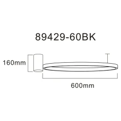 Lampa sufitowa LED pierścieniowa czarna HORIK 60 cm