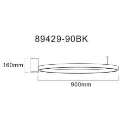 Lampa sufitowa LED pierścieniowa czarna HORIK 90 cm