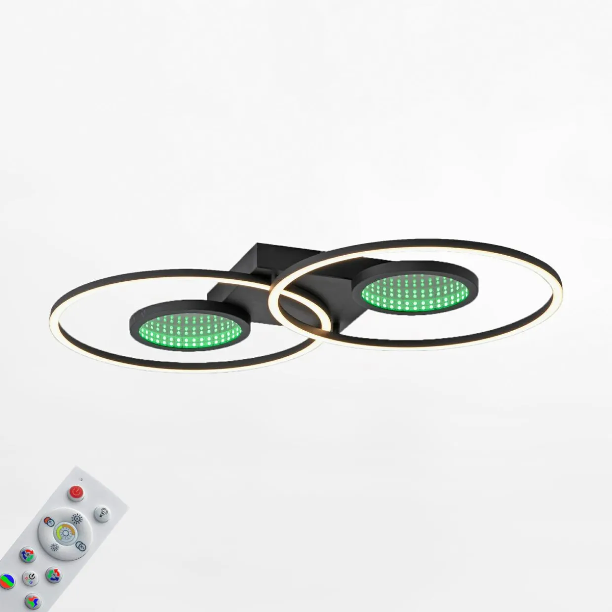 Lampa sufitowa LED RGB efekt głębi czarna TUNEL z pilotem