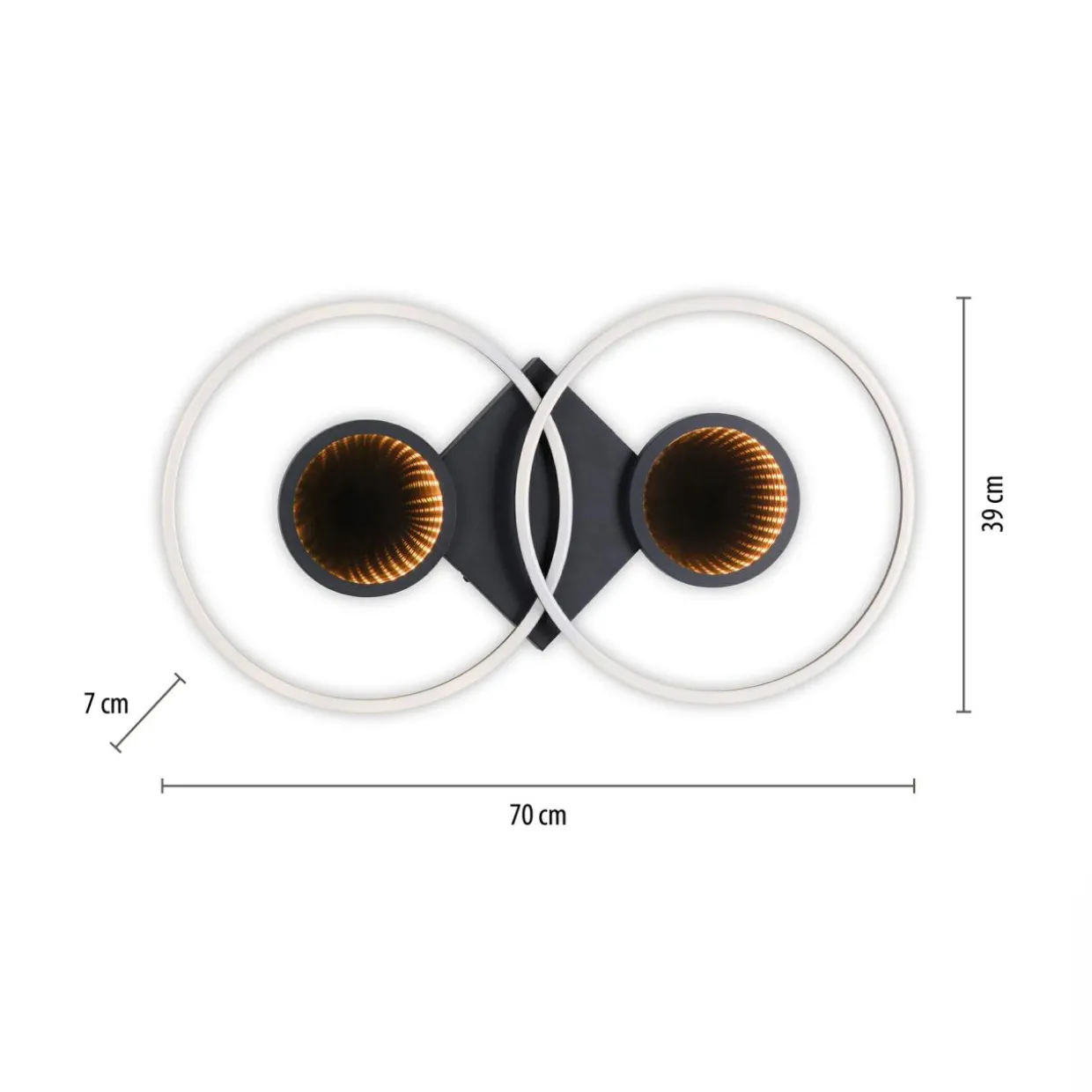 Lampa sufitowa LED RGB efekt głębi czarna TUNEL z pilotem