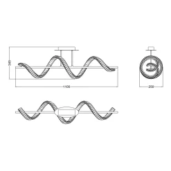 Lampa sufitowa LED wstęga złota ATHESA z pilotem