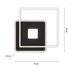 Lampa sufitowa LED z ramką kwadratowa czarna DOMINO