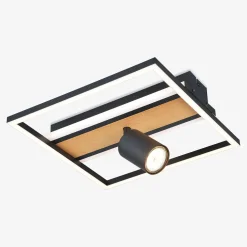 Lampa sufitowa LED z reflektorem geometryczna drewno KORDA