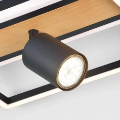 Lampa sufitowa LED z reflektorem geometryczna drewno KORDA