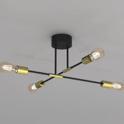 Lampa sufitowa loftowa czarno-złota FLAME