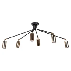 Lampa sufitowa loftowa 6-punktowa czarno-złota ORBIT
