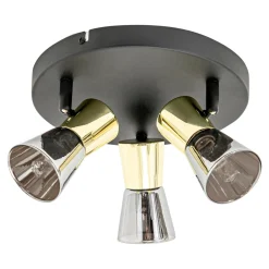 Lampa sufitowa 3-punktowa czarno-złota CENTO 23 cm