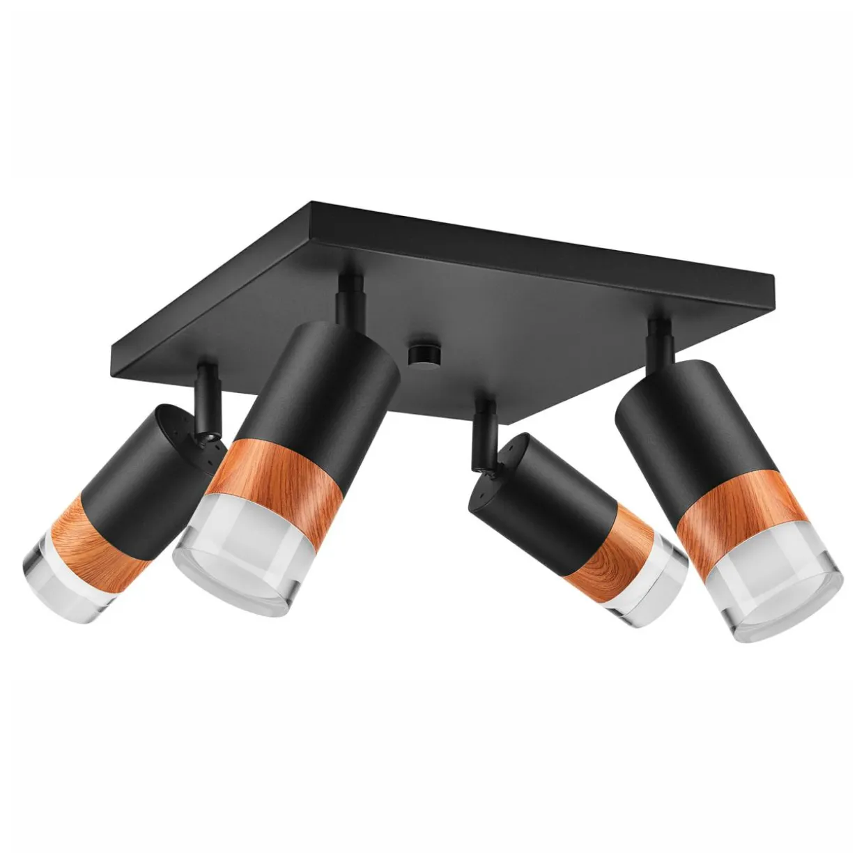 Lampa sufitowa z 4 reflektorkami regulowana czarna AURORA