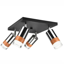 Lampa sufitowa z 4 reflektorkami regulowana chrom AURORA