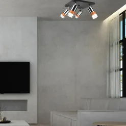 Lampa sufitowa z 4 reflektorkami regulowana chrom AURORA