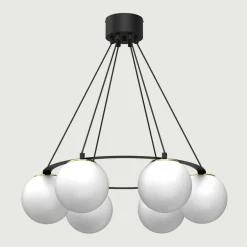 Lampa wisząca 6 kloszy kule czarno-złota BALLO VI