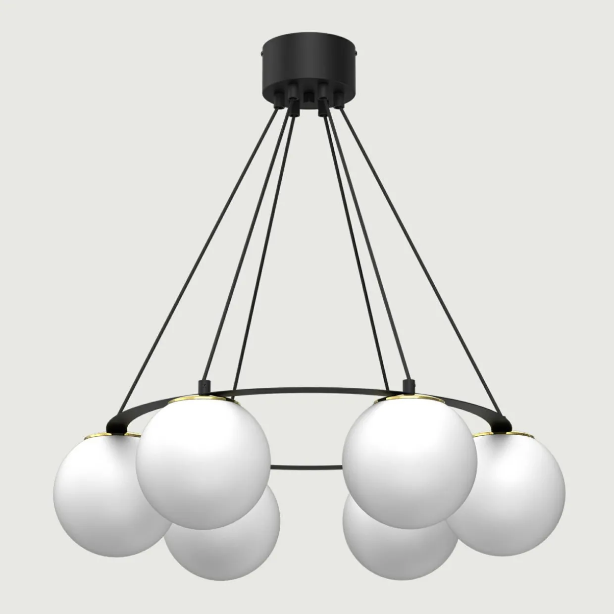 Lampa wisząca 6 kloszy kule czarno-złota BALLO VI