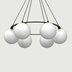 Lampa wisząca 6 kloszy kule czarno-złota BALLO VI