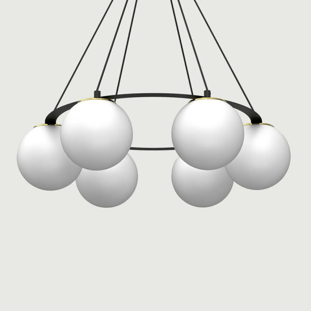 Lampa wisząca 6 kloszy kule czarno-złota BALLO VI