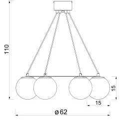 Lampa wisząca 6 kloszy kule czarno-złota BALLO VI