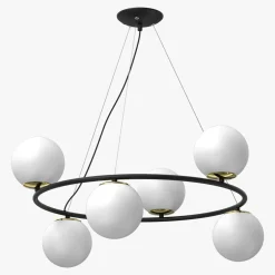 Lampa wisząca 6 kloszy kule czarno-złota BOLTI VI