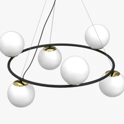 Lampa wisząca 6 kloszy kule czarno-złota BOLTI VI