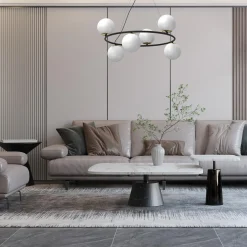 Lampa wisząca 6 kloszy kule czarno-złota BOLTI VI