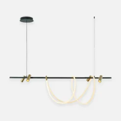 Lampa wisząca LED listwa z reflektorkami czarno-złota BALBO na pilota