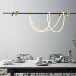 Lampa wisząca LED listwa z reflektorkami czarno-złota BALBO na pilota