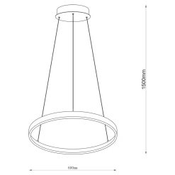 Lampa wisząca LED pierścieniowa czarna BRENO 60 cm