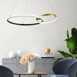 Lampa wisząca pierścieniowa LED RANDO czarno-złota