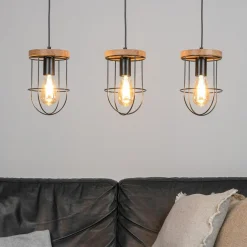 Lampa wisząca rustykalna drewno dębowe RENO III