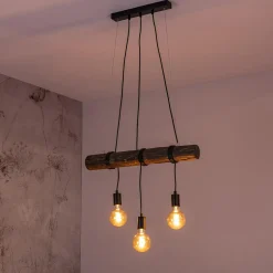 Lampa wisząca rustykalna orzech TRABO 3
