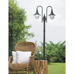 Lampa zewnętrzna outdoor wysoka 2-ramienna czarna BOSTON