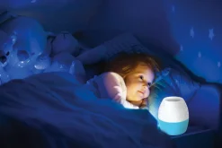 Lampka nocna z projektorem biało-niebieska