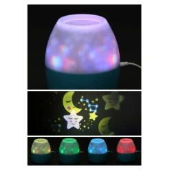 Lampka nocna z projektorem biało-niebieska