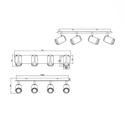Listwa 4 reflektory kawowa czarna GILLAN