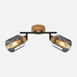 Listwa podwieszana 2 klosze czarna jasne drewno HEMA