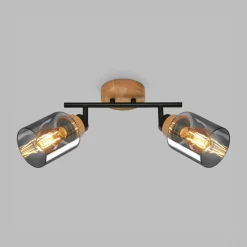 Listwa podwieszana 2 klosze czarna jasne drewno HEMA