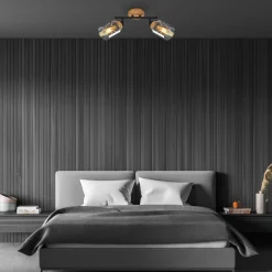 Listwa podwieszana 2 klosze czarna jasne drewno HEMA