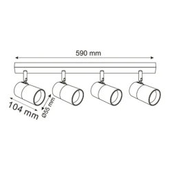 Listwa podwieszana 4 reflektory spot czarno-złota FORI