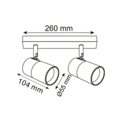Listwa podwieszana 2 reflektory spot czarno-złota FORI