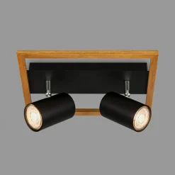 Listwa podwieszana 2 reflektory ramka jasne drewno czarna FREY