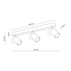 Listwa podwieszana 3 reflektory niebieska LIVIA