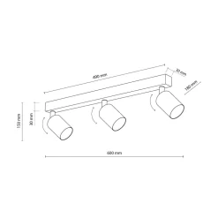 Listwa sufitowa 3 reflektory czarna TOP