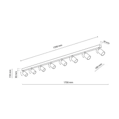 Listwa sufitowa 8 spotów biała TOP