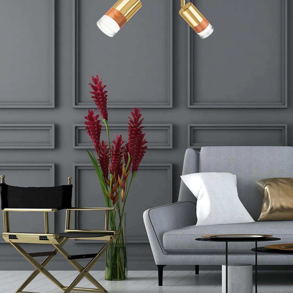 Listwa z 2 reflektorkami regulowana złota AURORA