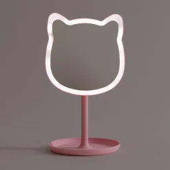 Lusterko do makijażu z oświetleniem LED różowe